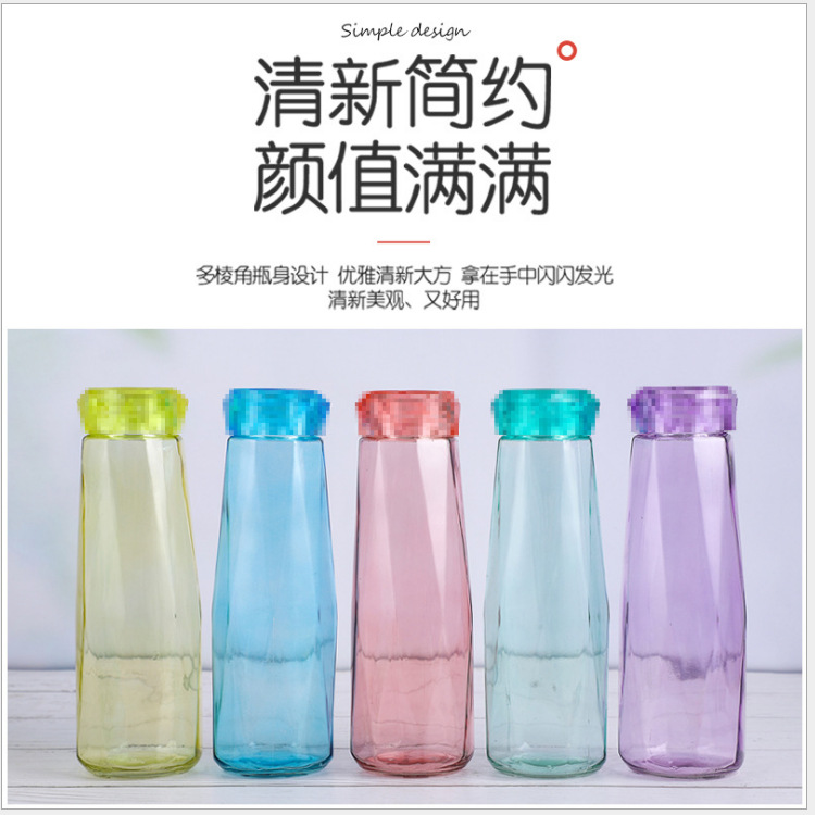 Diamond cup, popular diamond glass water cup, outdoor sports couple cup, creative gift with lid, advertising cup details Picture