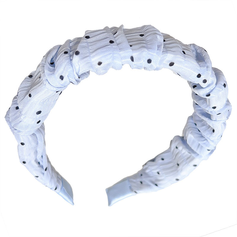 Sweet pleated polka dot Korean-style sponge hairband, Hong Kong-style retro, simple and fashionable high headband, pressure hairpin headwear Item Picture
