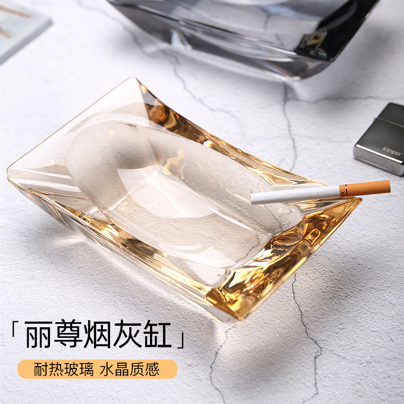 Lizun crystal glass ashtray, creative amber ashtray, modern hotel room decoration, cigar ashtray details Picture