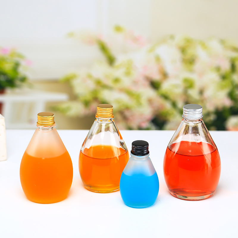 Large-bellied teardrop-shaped beverage bottles, frosted coffee bottles, freshly squeezed juice milk bottles, small-capacity fruit wine bottles, enzyme bottles full figure