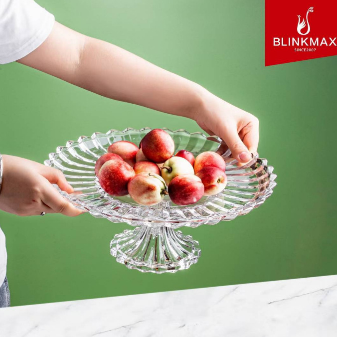 Lizun fruit platters, dried fruit platters, glass candy platters, dessert platters, creative high-legged fruit platters, living room KTV reception details Picture