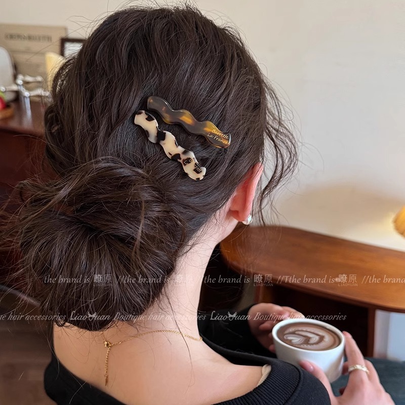 Two Korean small gold label bangs hair clips for women's forehead, elegant hair clips and headwear, 2025 new style elegant duckbill clips details Picture