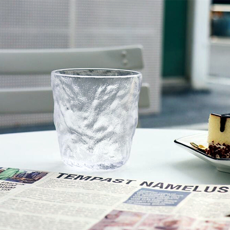 Japanese-style ins minimalist glacier glass water glass, rock whisky glass, coffee glass, bark pattern glass, beer glass Specification drawing