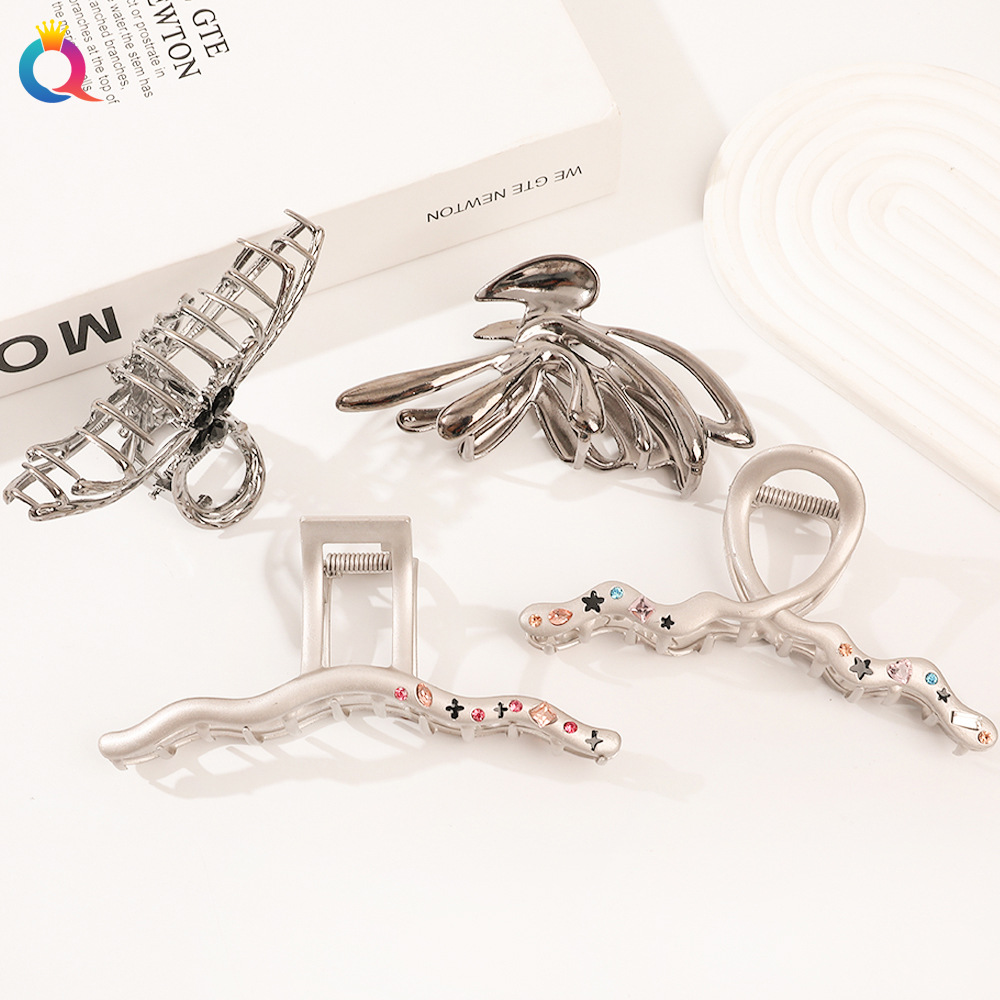 Qiyue Cross-border High-end metal hair clips, back head clips, updo hair clips, large shark clips, hair accessories wholesale Specification drawing