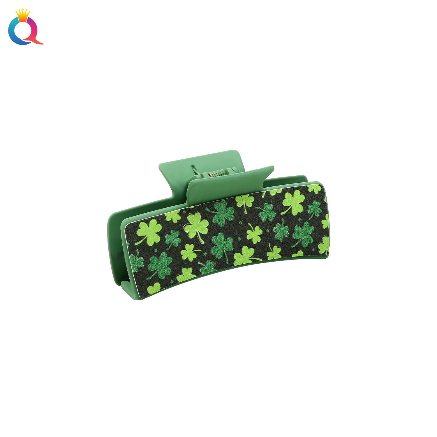 Wholesale of Qiyue Amazon Ireland PU shark clips, leather hair clips, St. Parker's Day hair accessories clips, and updo clips Item Picture