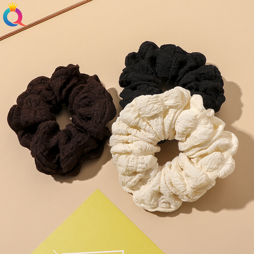Qiyue simple fabric Large Intestine Hair Band solid color versatile large Intestine Band Fashionable women's ponytail bun hair tie wholesale details Picture