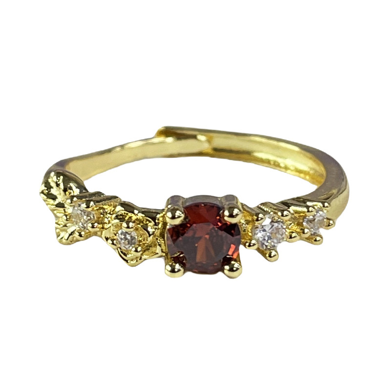 The mid-style design, niche and high-end zircon colored gemstone series ring, sweet and cool, small and elegant, retro food ring Item Picture