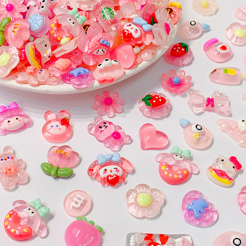 Resin small accessories, ice-transparent mixed diy cream glue accessories, crocs, clothing, hair accessories materials, jewelry accessories Specification drawing