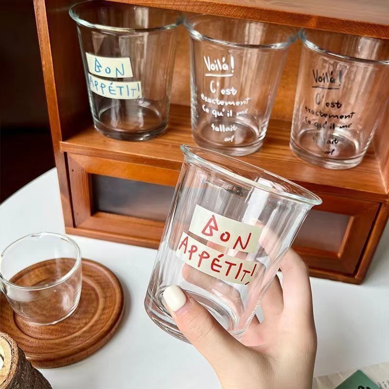 Flip-up cups, creative Instagram-style glass cups, Japanese and Korean tea cups, coffee cups, milk cups, and souvenir cups Specification drawing