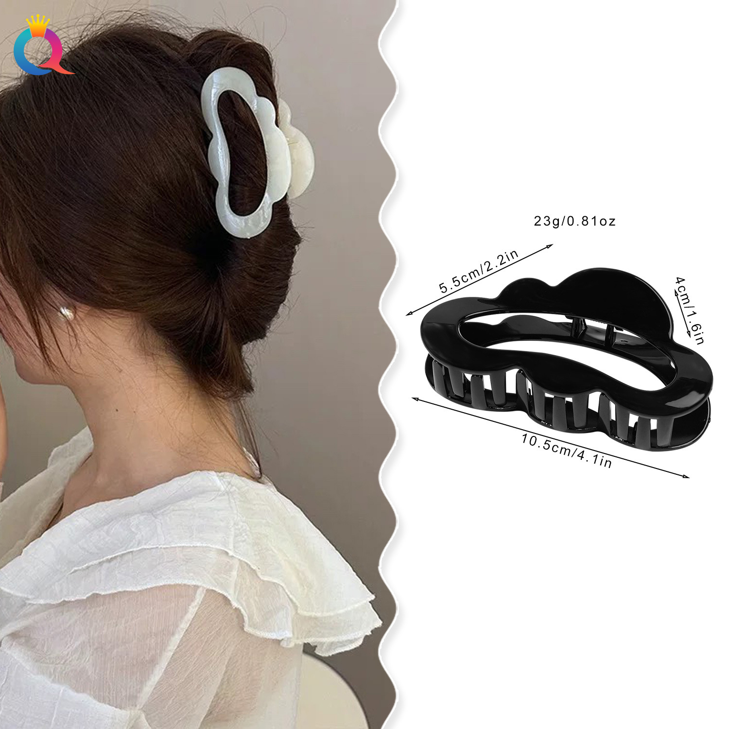 Wholesale of Qiyue Cross-border hollowed-out hair clips, simple cloud jelly bun hair clips, women's high-end shark clips hair accessories details Picture