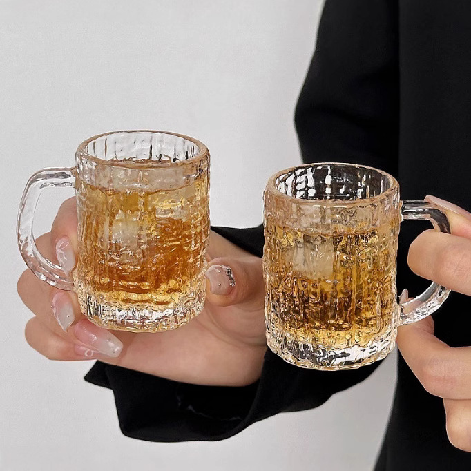 Coffee cup handle glass bar bottom thickened transparent white wine cup wine glass wholesale white wine cup KTV household full figure