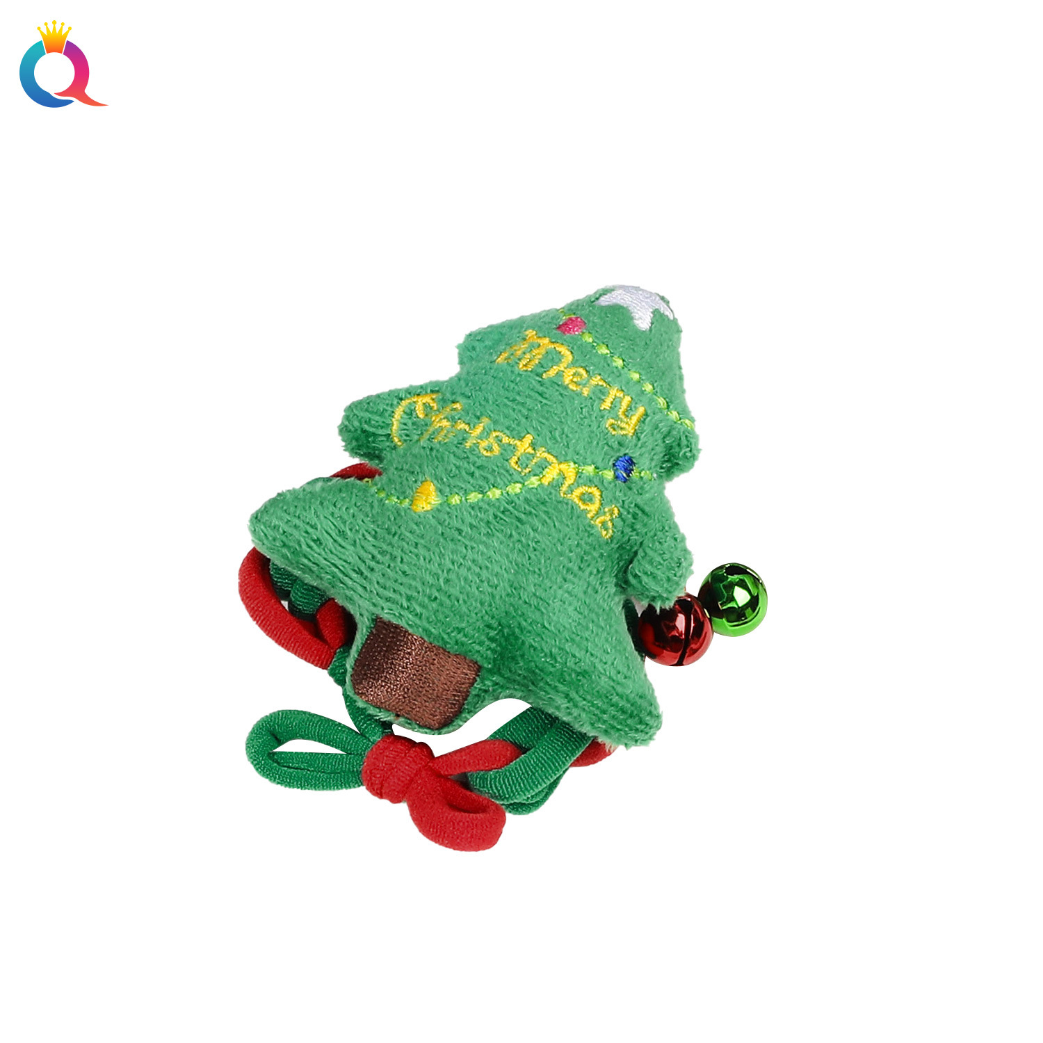 Wholesale of Qiyue Cross-border Christmas cartoon bell hair ties, braided hair ties, high-elasticity large intestine hair bands and hair accessories Item Picture