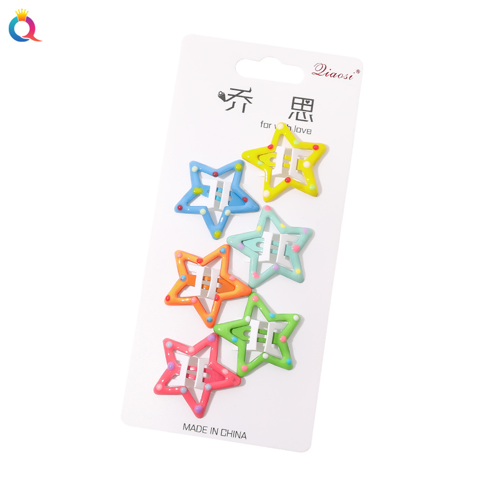 Qiyue's girlish bangs clips, simple lacquered BB clips, dopamine hair clips, candy-colored five-pointed star hair clips and hair accessories Item Picture