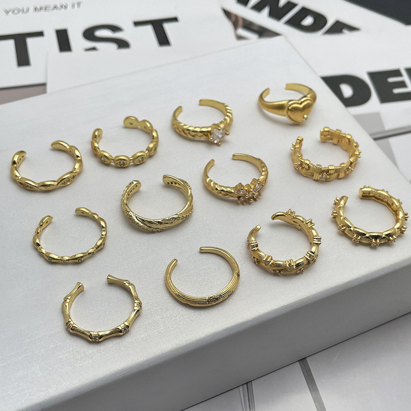 New Chinese-style irregular geometric retro brushed open ring, a high-end women's, light luxury, versatile, sweet and cool niche ring details Picture