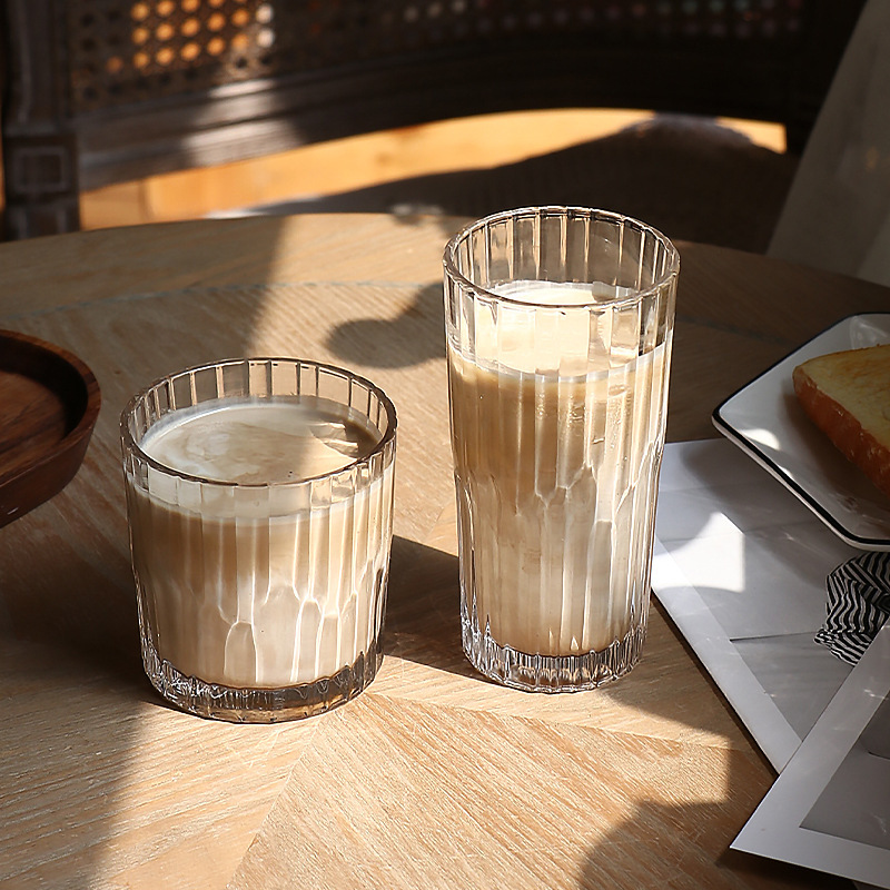 Glass cups, household water cups, women's juice cups, milk cups, transparent coffee milkshake cups, cold drink cups, milk tea cups Item Picture