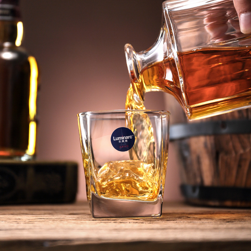Le Meiya thick-bottomed square glass, Stellanin straight glass, heat-resistant water glass, juice drink glass, whisky glass full figure