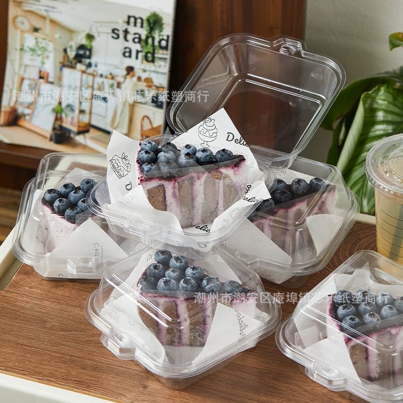 Cake packaging box, cubed packaging box, tiramisu packing box, internet-famous transparent dessert portioning, baking bento box Specification drawing