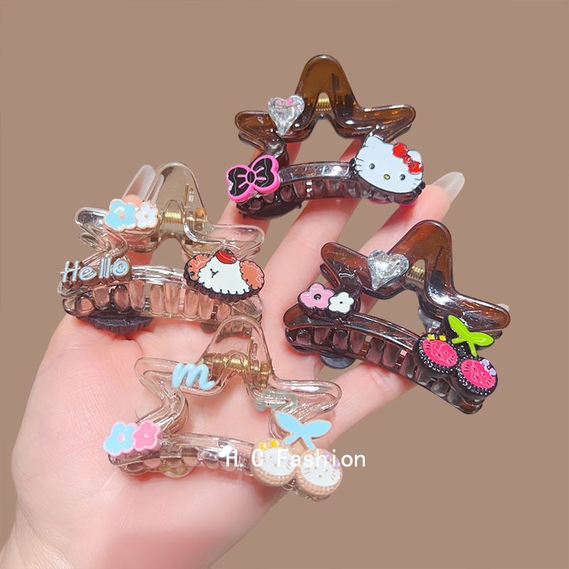 Shark hair clips for women with a high-end look, colorful letter cherry five-pointed star headwear, hair clips at the back of the head, and hair curls Specification drawing