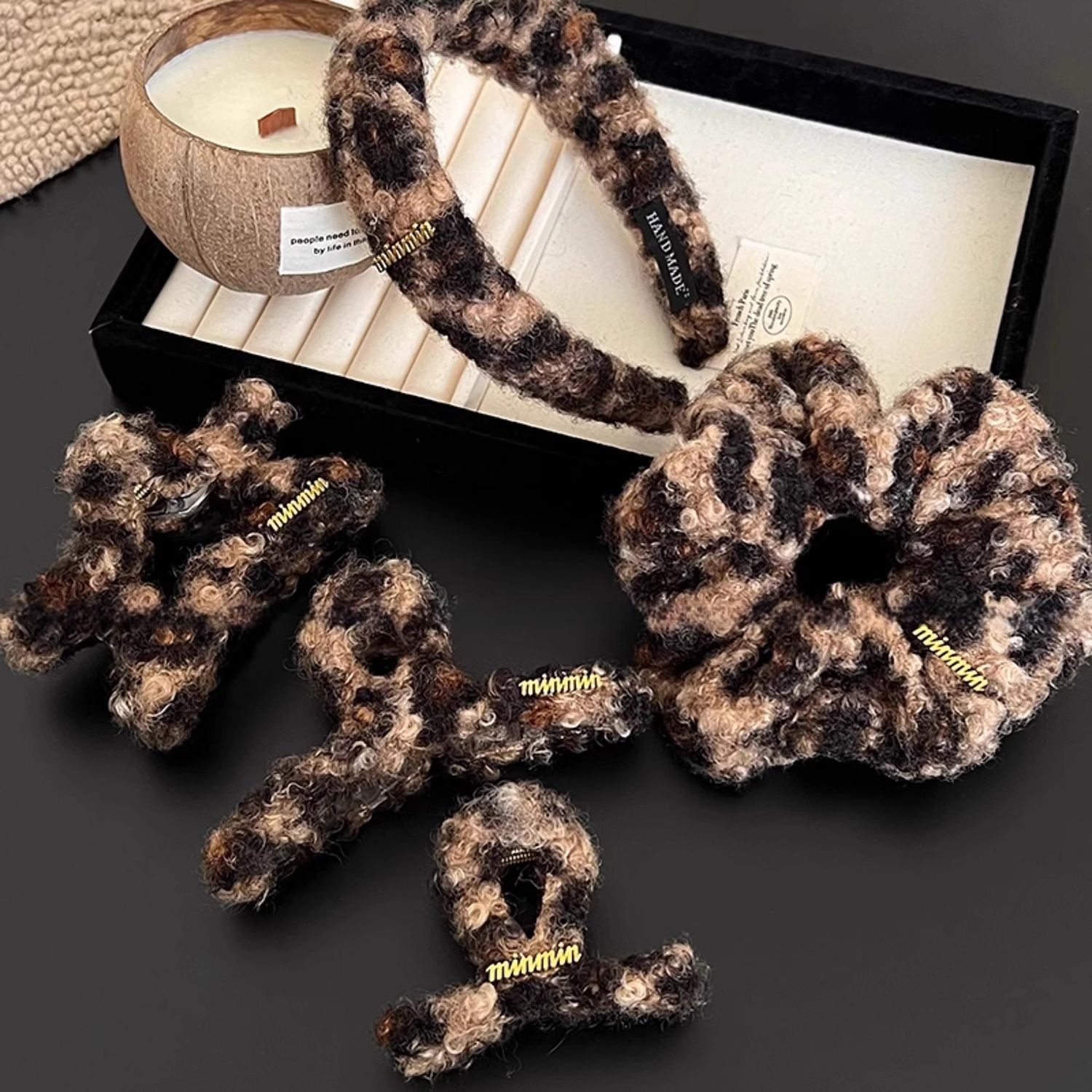 Spring/Summer leopard print plush large scratch-clip women's 2025 new style High-end back head hairpin, elegant shark clip hair accessory details Picture