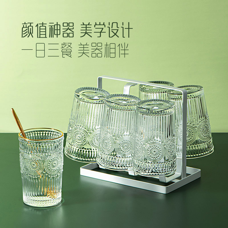 Wholesale of golden-edge sunflower Internet celebrity cups, creative foreign wine glasses, water cups, flower tea glass cups, breakfast fruit tea and milk tea cups Application Scenario