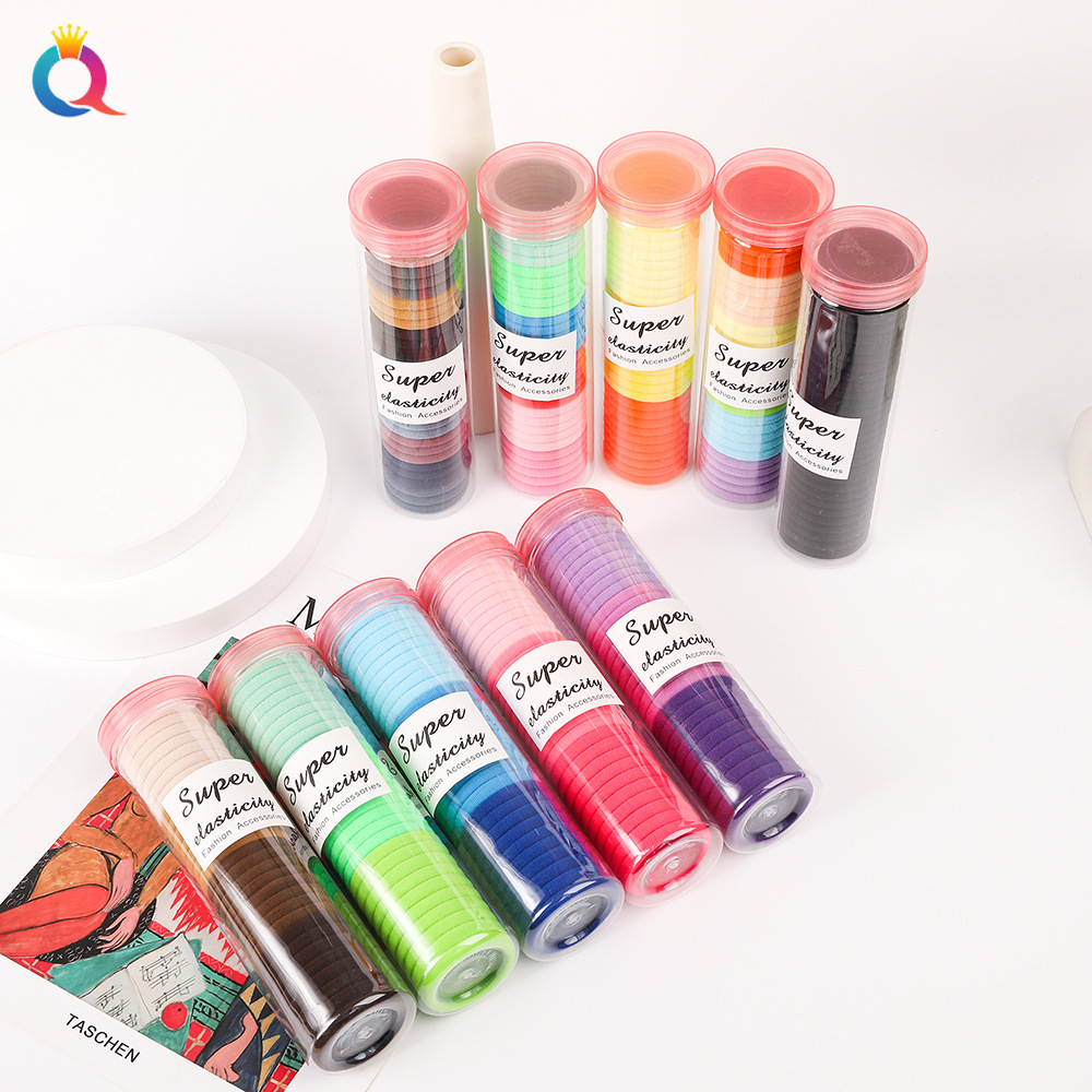Qiyue Cross-border Amazon 30 cans of high-elasticity basic towel bands, seamless hair bands, hair ties, and bun hair ties Specification drawing