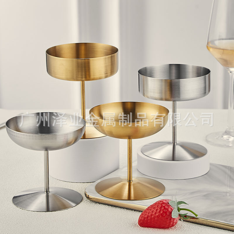 Cross-border 304 stainless steel ice cream cups, dessert cups, pudding cups, coffee cups, ice cream cups, highball cups, Martini cups Specification drawing