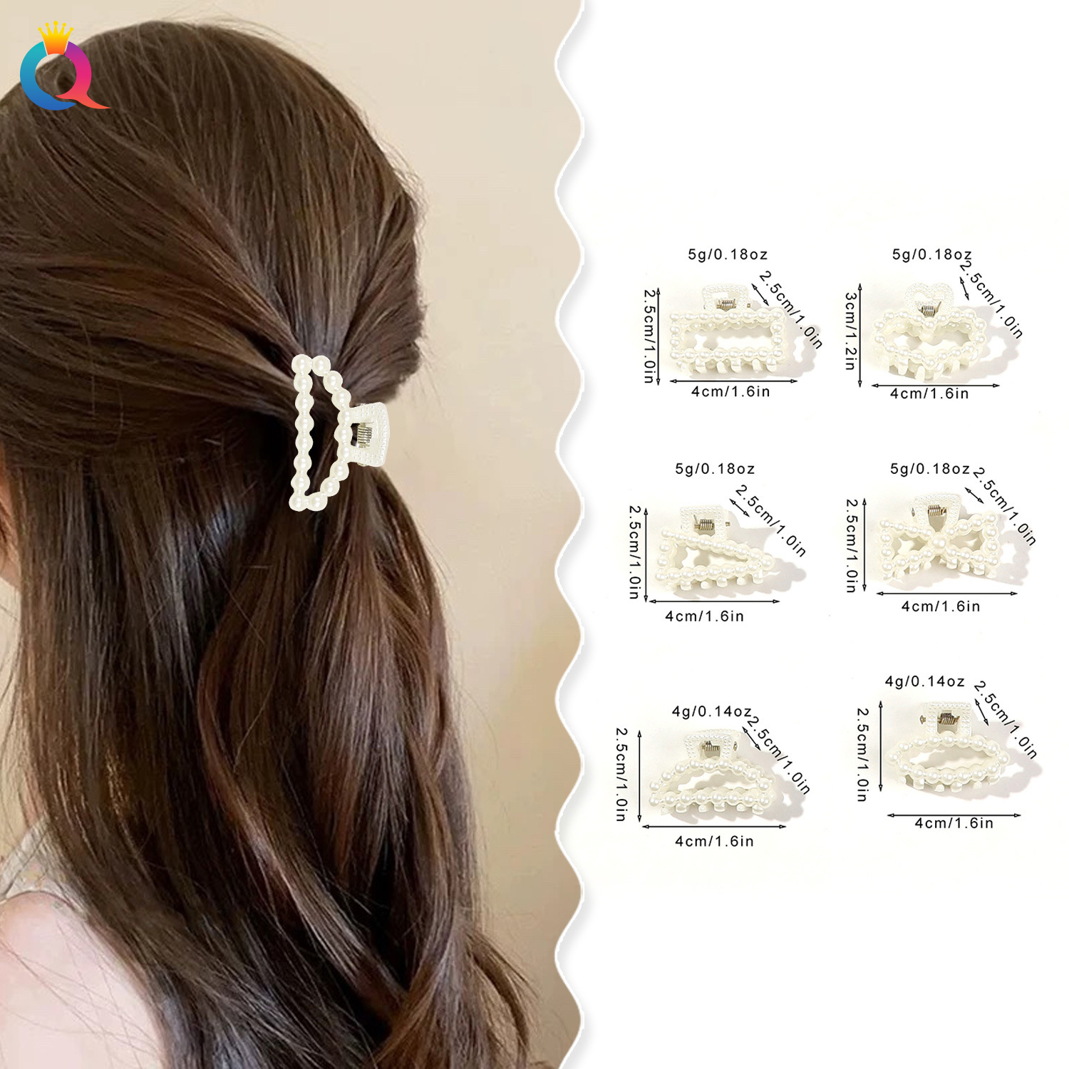Qiyue Cross-border Pearl Small Hair Clip, Women's Hair Tie, ins Small Grab clip, back of the head side clip, hair accessory wholesale details Picture
