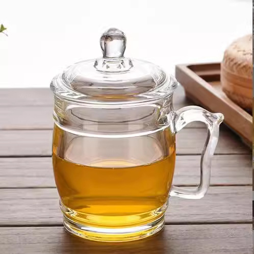 BLinkMax/ Lizun heat-resistant Glass Office thickened covered Water Cup 360ml Glossy Tea Cup LZ0805 Application Scenario