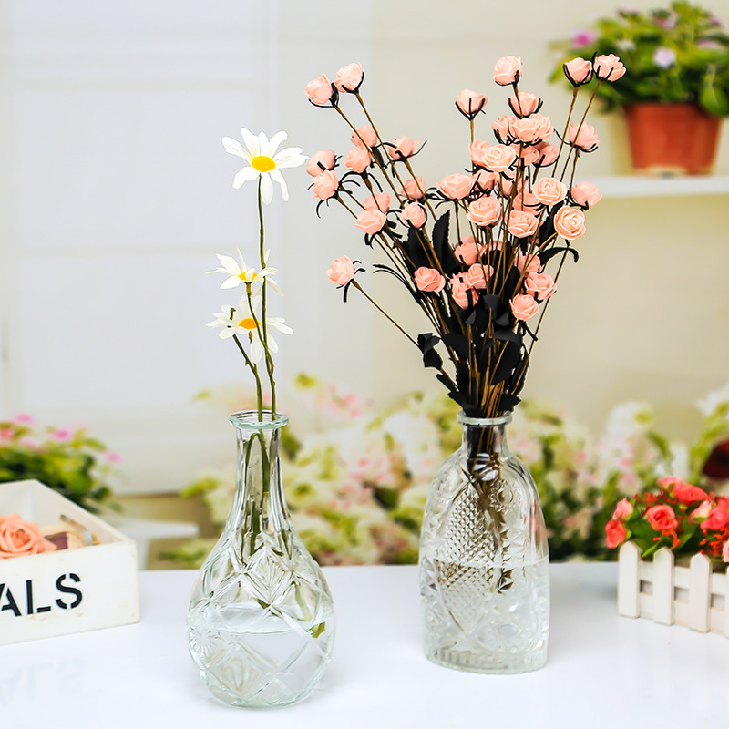Simple European-style transparent glass vase, living room dining table, home decoration handicrafts and ornaments, hydroponic vase details Picture