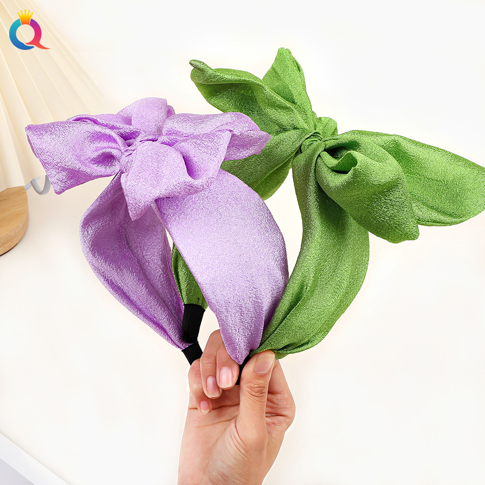 Qiyue Xiaoxiangfeng large bow hair band with a high-end feel, wide edge for washing face, women's high head top hair band wholesale Specification drawing