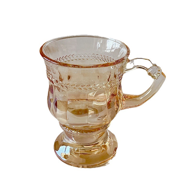 Wholesale of Bolimei French retro glass cups, home wine glasses, amber latte gift cups Item Picture