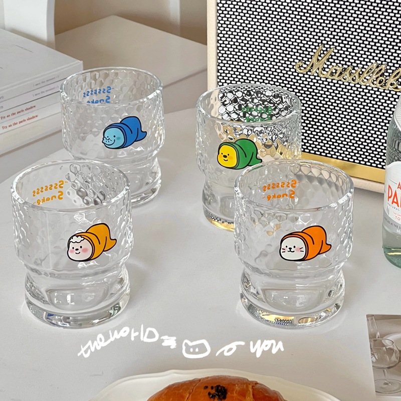 High appearance level ins broken ice glass cup, raindrop coffee cup, Korean-style cup, teenage water cup, coffee cold brew cup details Picture