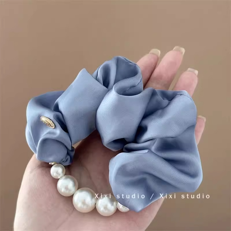 Korean version gentle and elegant pearl hair band, girl's low ponytail hair tie, high-end hair tie, rubber band, women's updo hair accessory, headwear Specification drawing