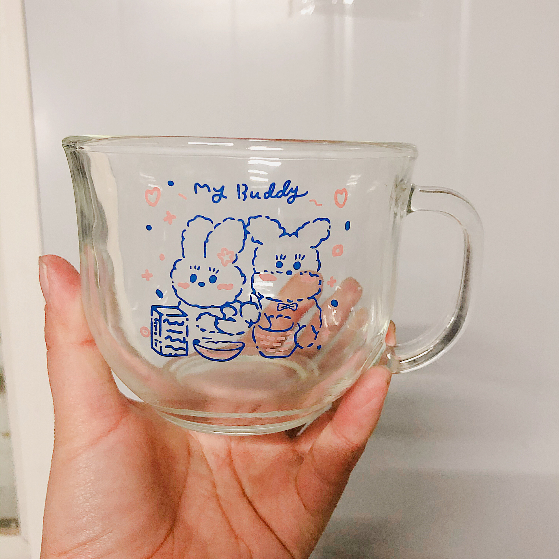 【WJK】 Japanese and Korean Ins-style heart-shaped milk oat cup, cute student glass water cup, breakfast cup, single cup details Picture