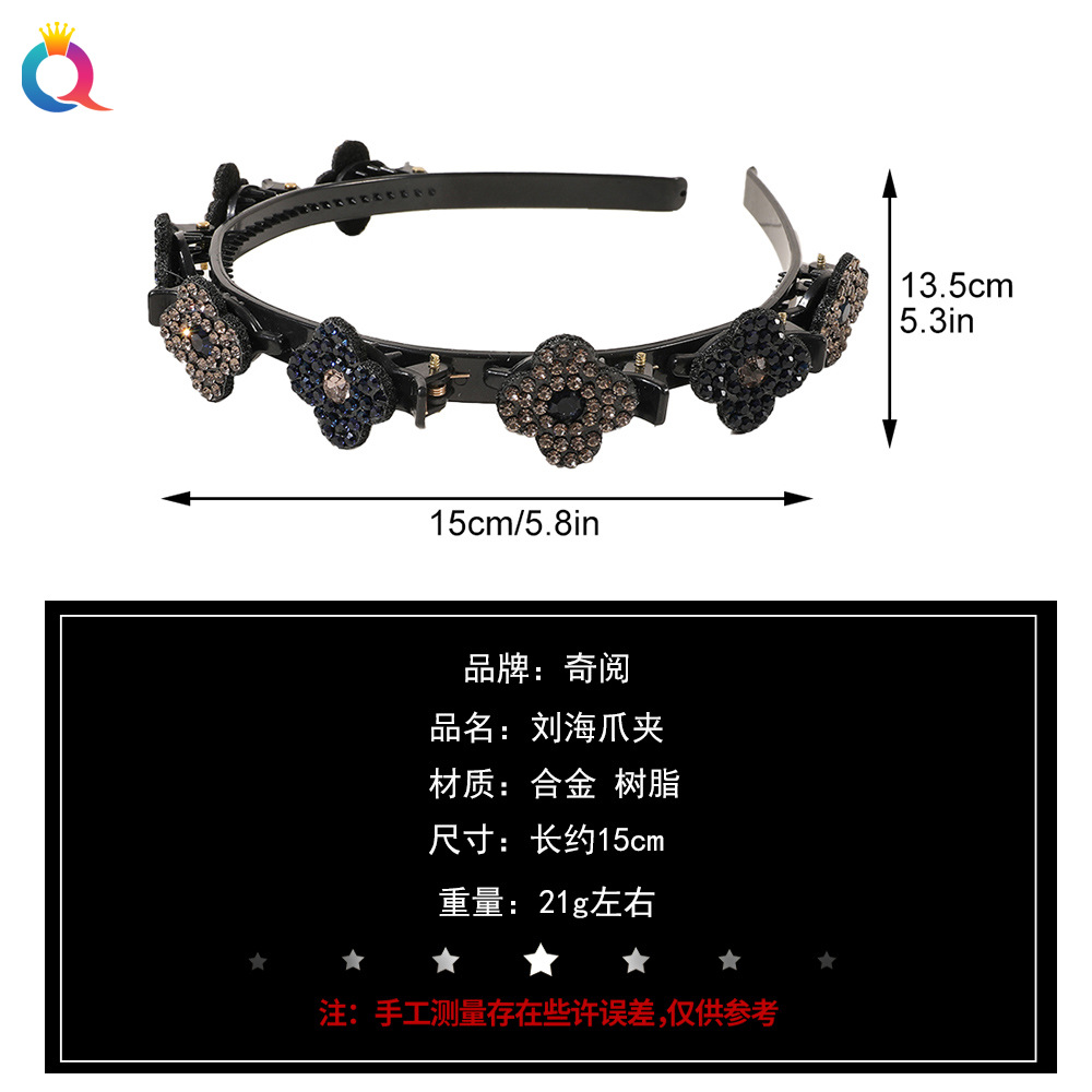 Qiyue Cross-border Women's braided hair clips, braided hair bands, hair breaking tools, side clips, bangs clips, headbands wholesale Specification drawing