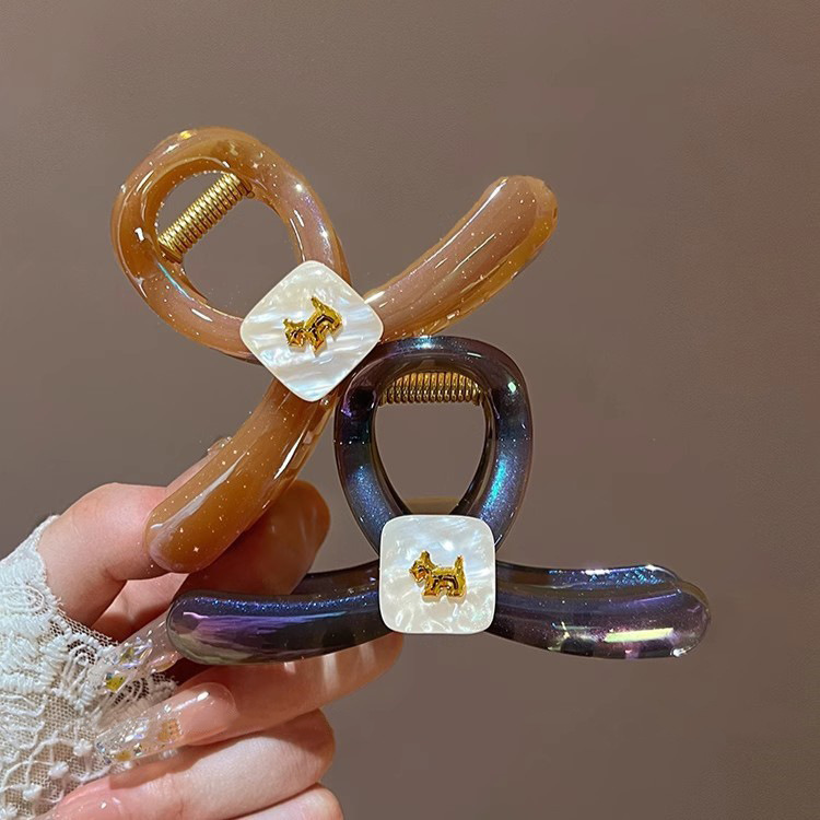 High-quality, clear and transparent dog claw clip with a high-end feel. The back of the head is a shark clip with a 2025 new exquisite hairpin headwear details Picture