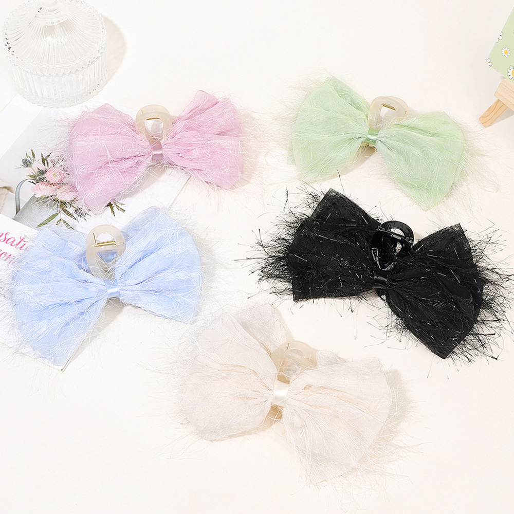 Qiyue Fabric Chiffon bow hair clips, back head updo hair clips, high-end large-sized clips, hair accessories wholesale full figure