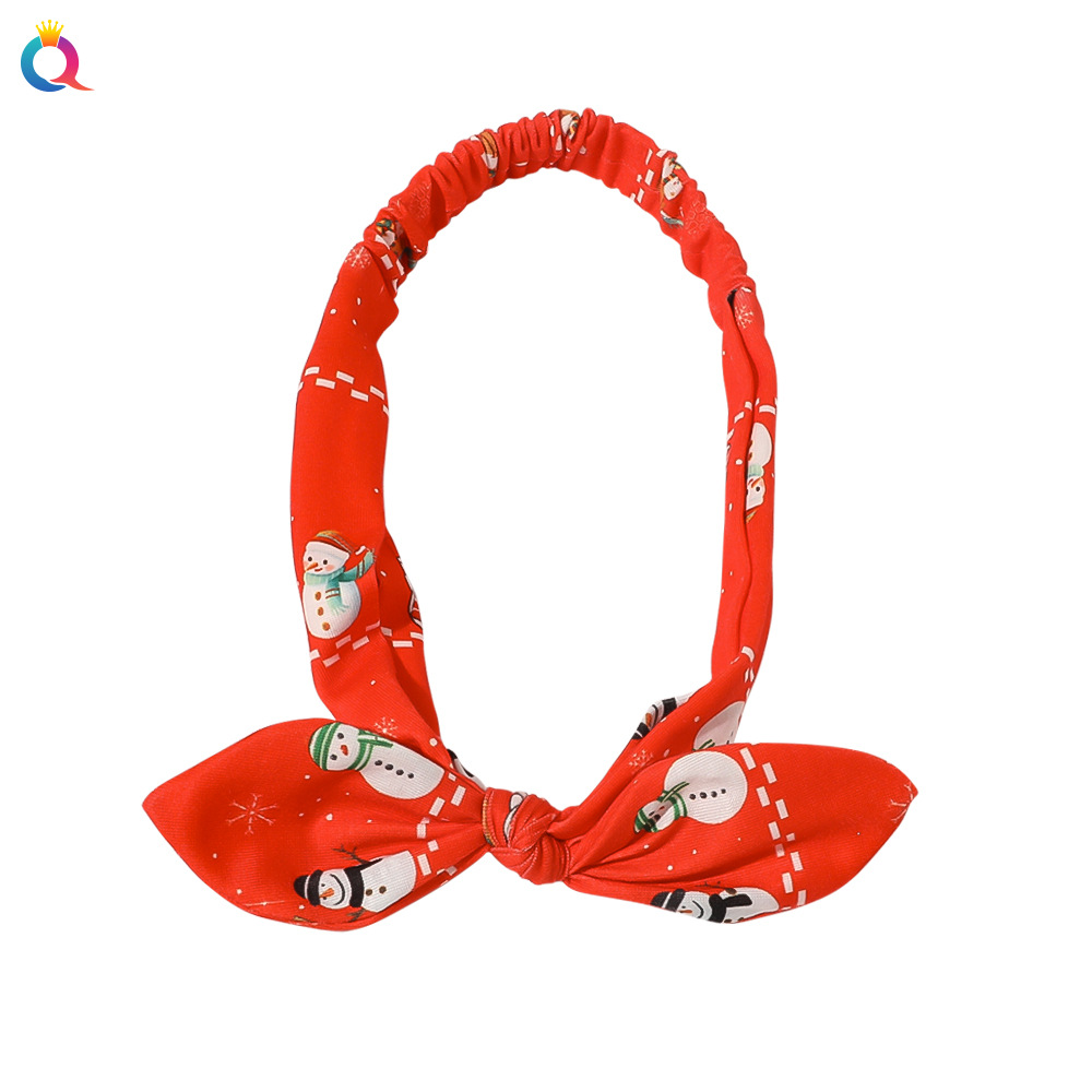 Qiyue Christmas Rabbit Ear Tie Hair Band for Women's Hair Accessories Section, sample making supported Item Picture