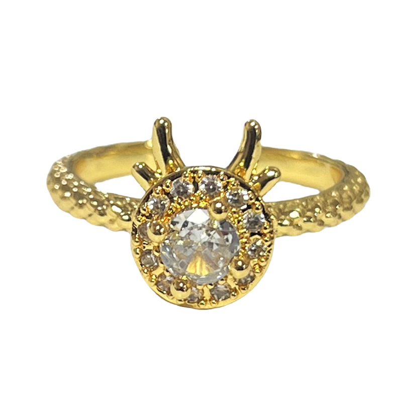 Old money style retro exquisite flower micro-inlaid fashionable rotatable geometric ring for women simple and niche stacked index finger ring Item Picture