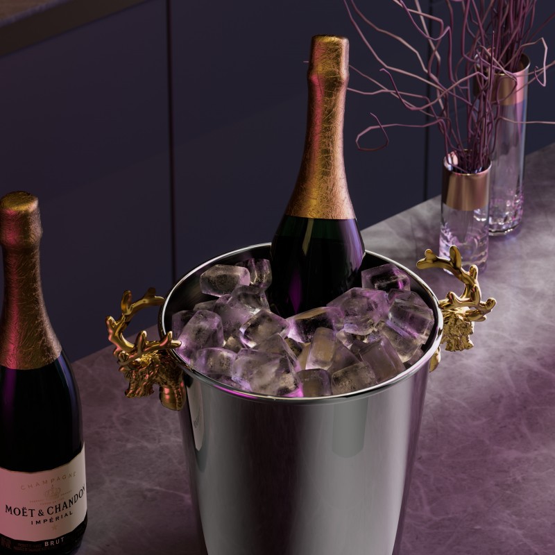 Stainless steel ice buckets, commercial bars, European-style champagne buckets, ice cube buckets, thickened faucet buckets, beer buckets, wine buckets Specification drawing