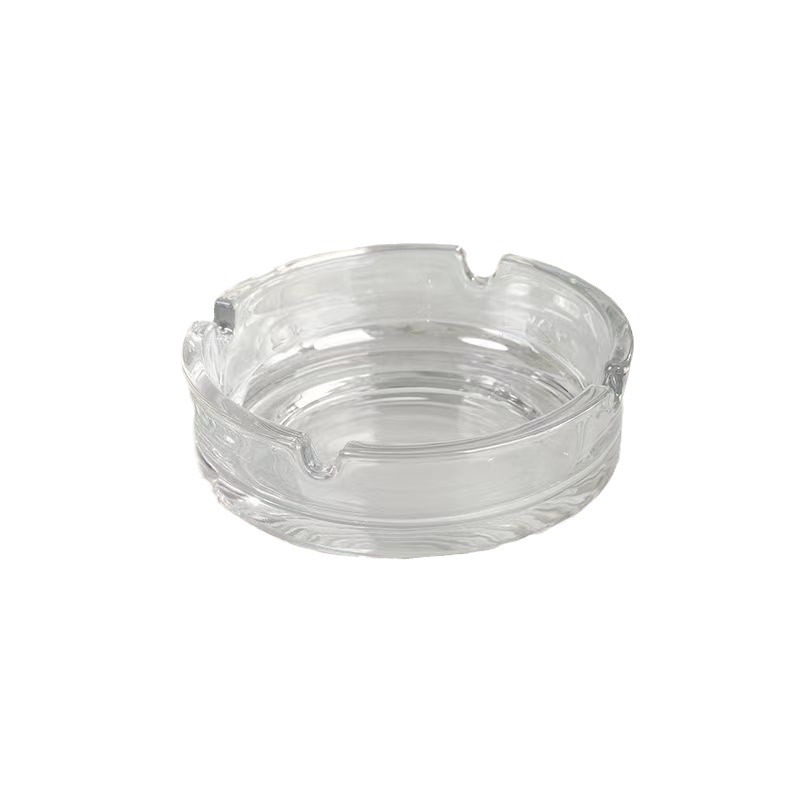 Round glass ashtrays, transparent ashtrays, household living room, office, hotel, commercial glass cigarette cups and plates wholesale Item Picture