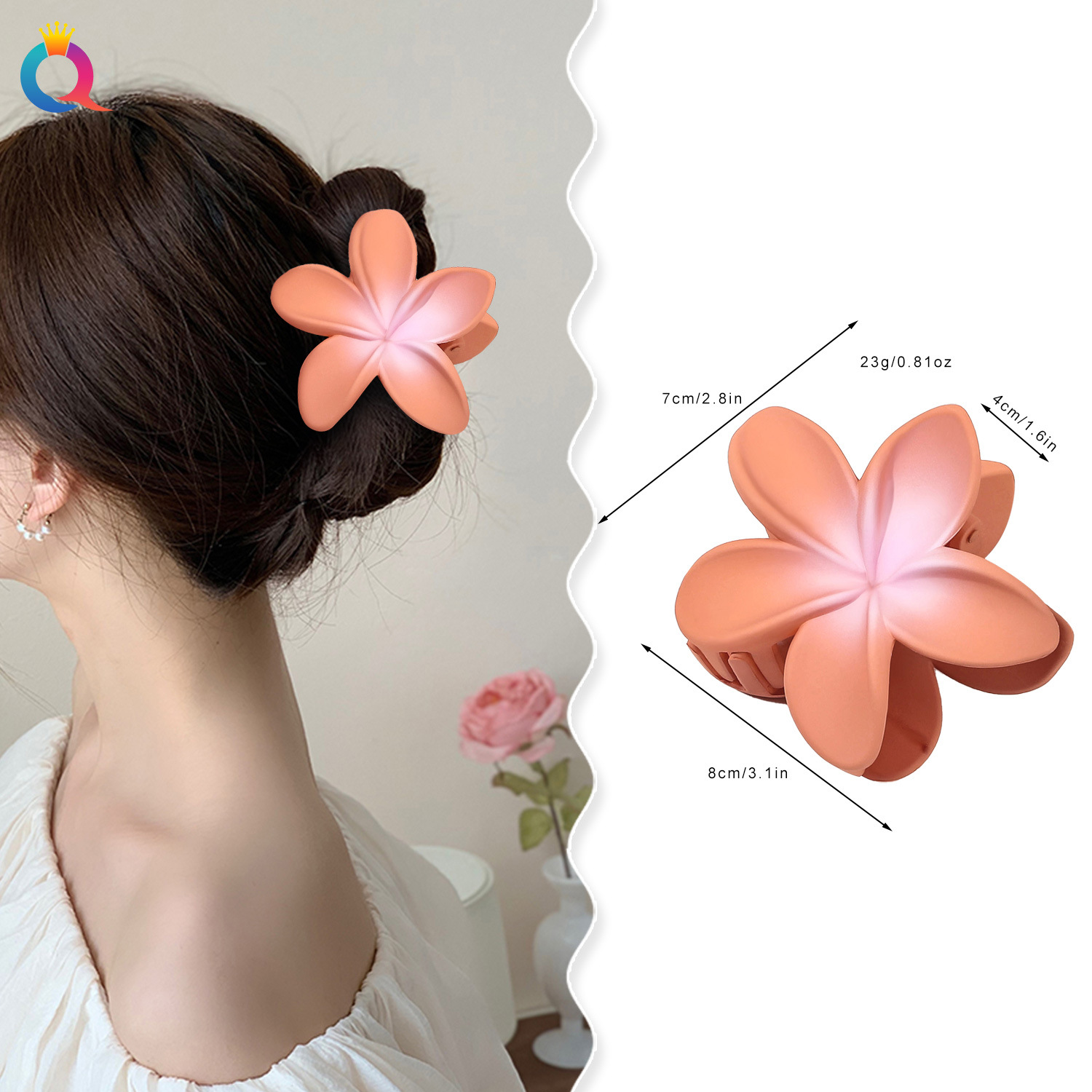 Qiyue Cross-border Flower Hairpin, matte hairpin, updo Shark Hairpin, high-end gradient Hairpin, women's hair accessory wholesale details Picture