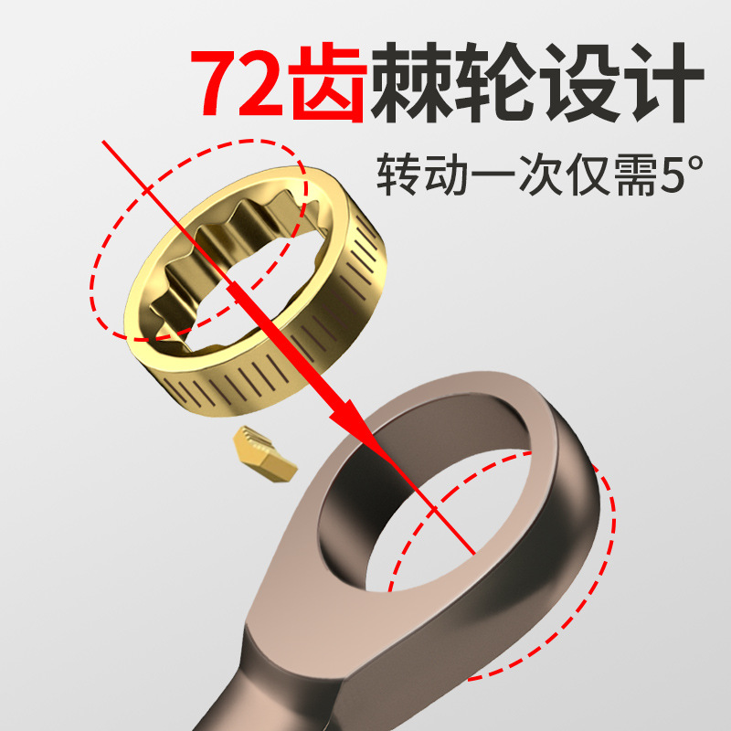 Ratchet quick wrench dual-purpose automatic bidirectional wrench set, quick wrench double-head open-end box wrench tool collection Specification drawing