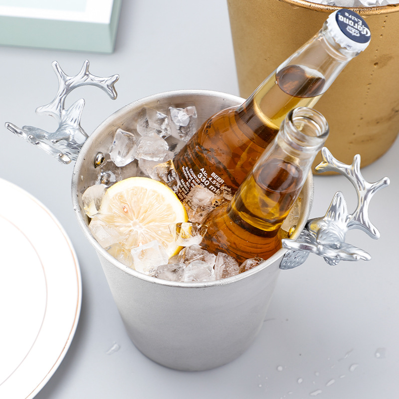 Stainless steel ice bucket, bar, KTV, light luxury and creative deer head spitting wine, champagne, commercial beer, red wine, ice bucket Application Scenario