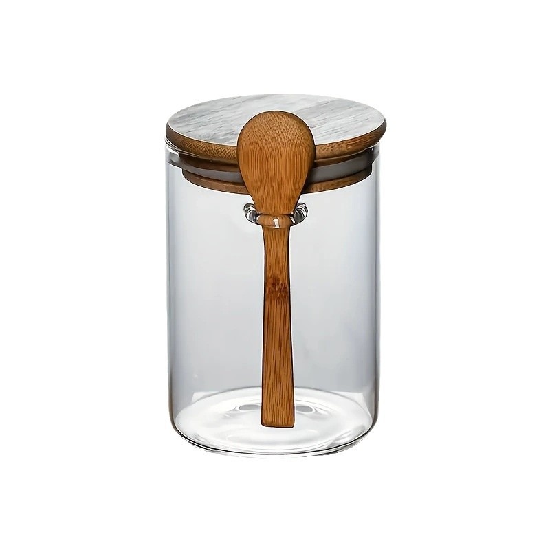 High borosilicate milk oat glass bottle with lid, spoon sealed jar, kitchen seasonings, coarse grains storage glass jar Item Picture