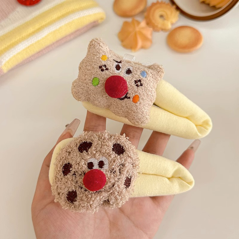 Fun chocolate chip cookies, sponge bb clips, spring and summer plush, cute bing-off hair clips, cartoon bangs hair accessories Specification drawing