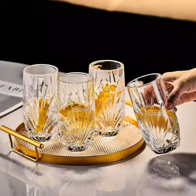 Household crystal glass cups, drinking cups, green tea cups, living room milk and juice flower tea cups, hotel and restaurant beer mugs Specification drawing