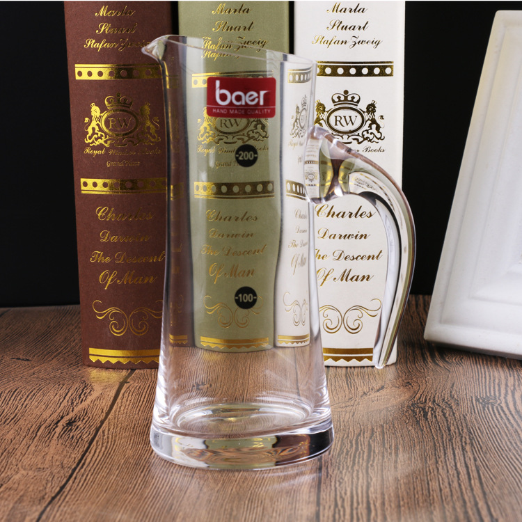 Modern and simple crystal glass wine dispenser, white wine with scale, public cup, slanted mouth, red wine decanter, foreign wine pot Specification drawing