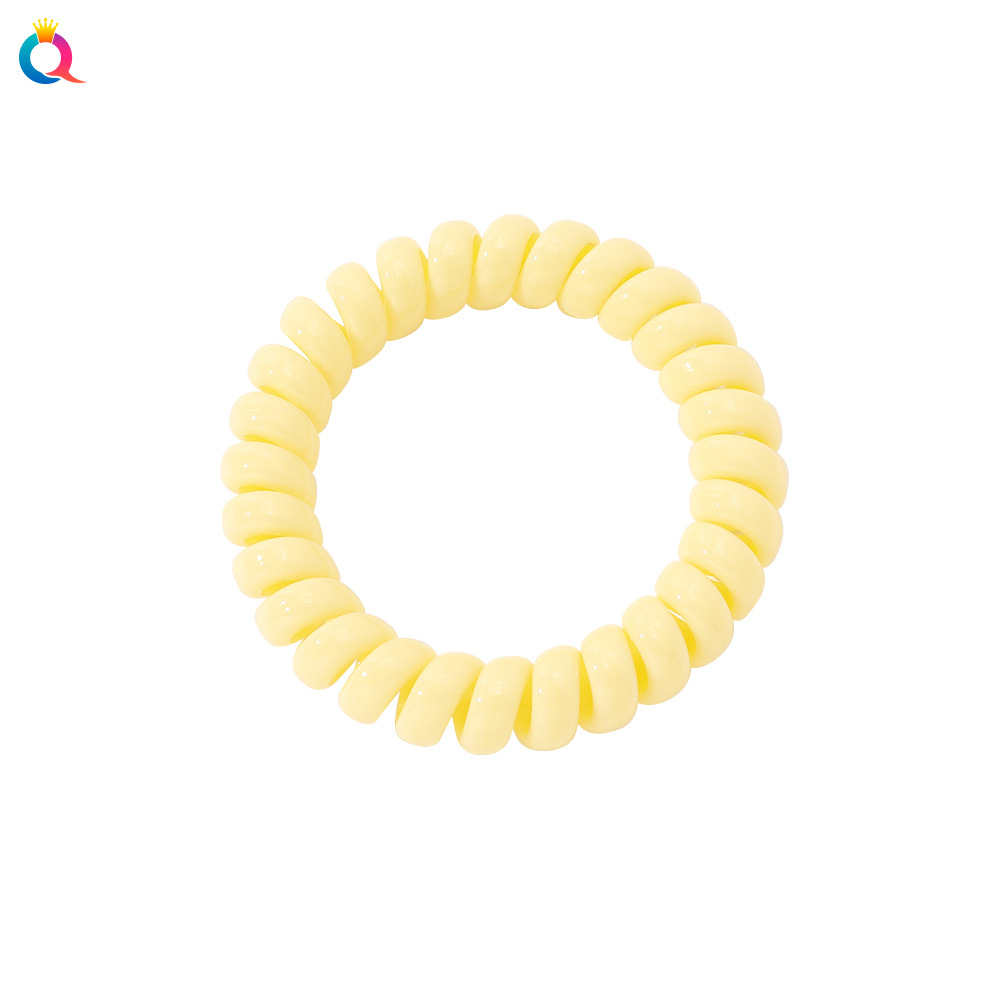 Qiyue Macaron-colored telephone line hair band, hair tie rubber band, Korean version simple hair tie, candy-colored hair tie hair accessory Item Picture