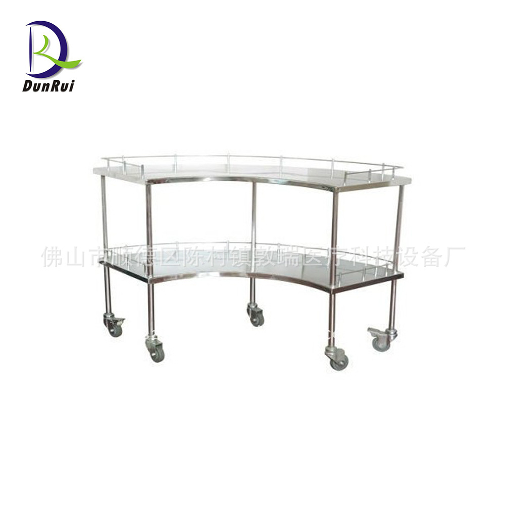 Factory direct sales and wholesale of double-layer metal trolleys and multi-layer fan-shaped small trolleys with casters for hospital use full figure